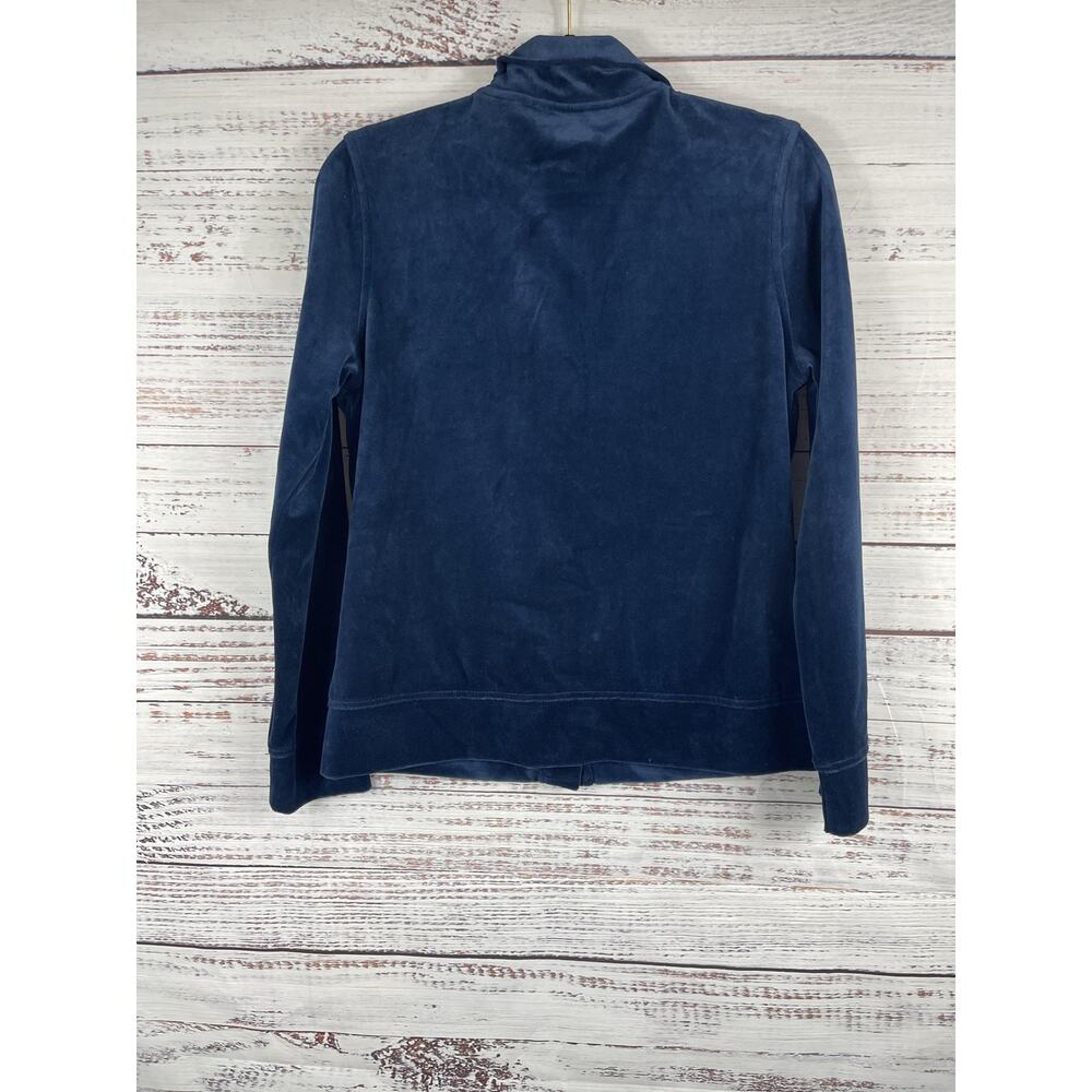 Jones New York Jacket Women's Size M Blue Velour Snap Front Pockets Long Sleeve - Picture 7 of 7